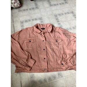 Tribal Jeans Peach Snap Front Jacket Oversized Loose XL Lyocell Jean Jacket Look